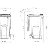 Atkritumu konteiners, 240L